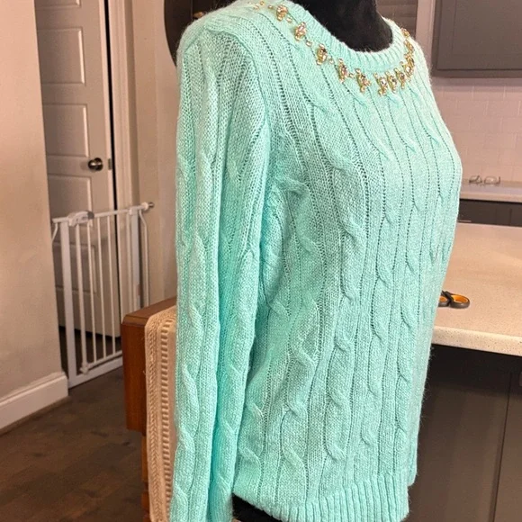 Lilly Pulitzer Turquoise Cable Knit Sweater - Picture 3 of 6